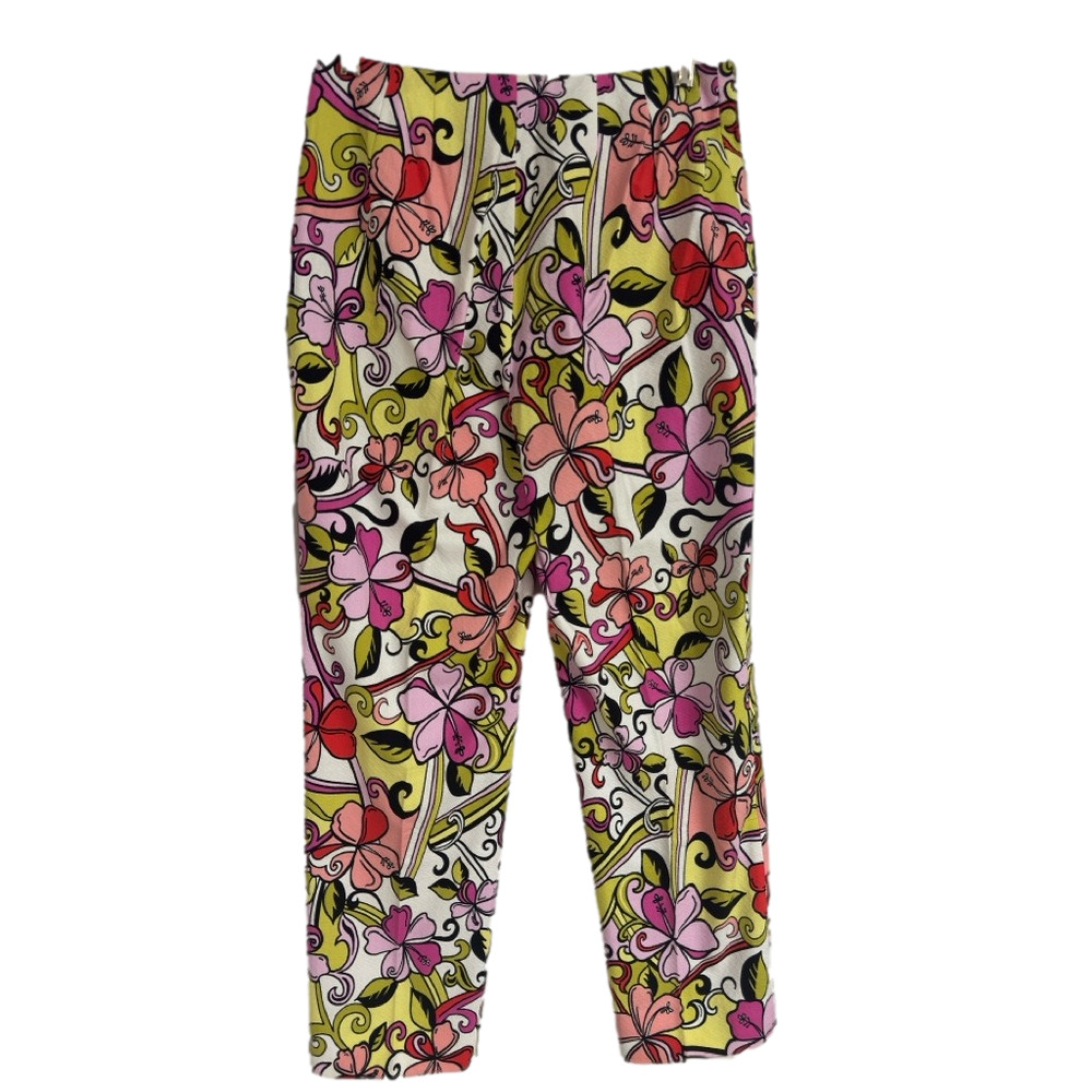 Essentials G Floral Hibiscus Pink Ankle Length Pants Size 8 - Picture 2 of 6